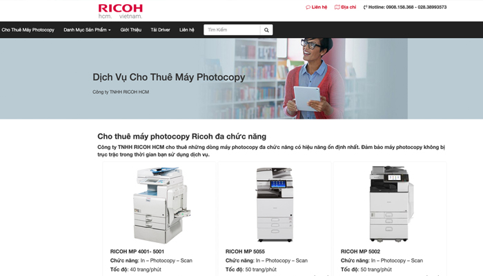 Dịch vụ cho thuê máy photocopy công nghiệp - Ricoh Việt Nam
