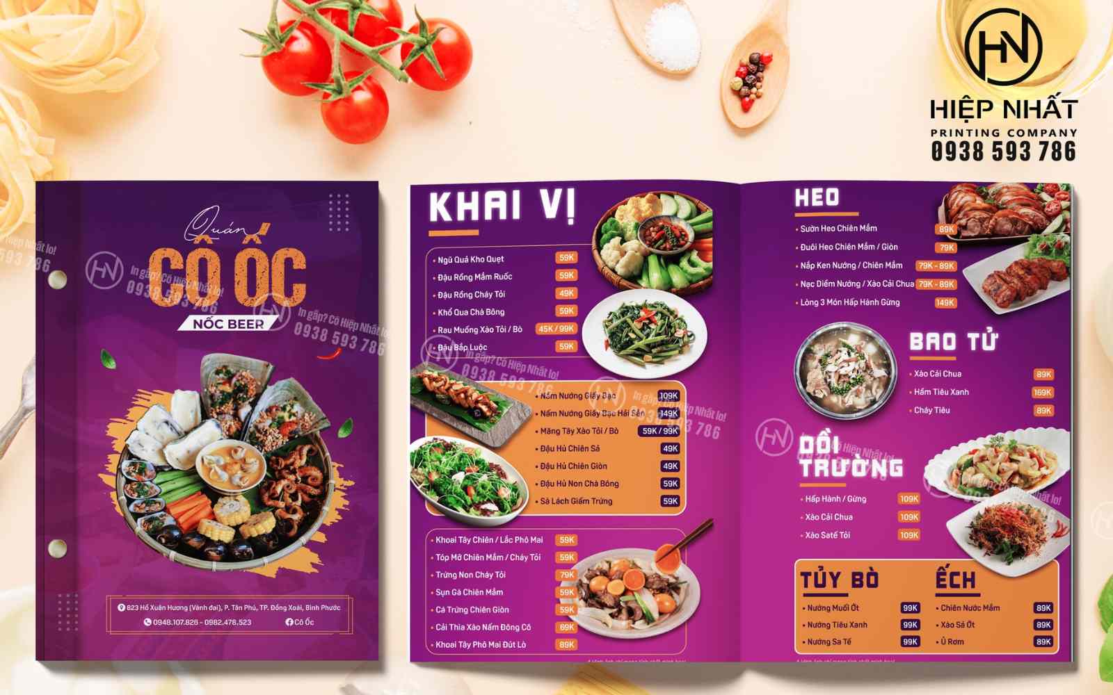 Mẫu in menu thức ăn được đánh giá cao tại công ty In Hiệp Nhất Mẫu menu ăn uống tại In Hiệp Nhất