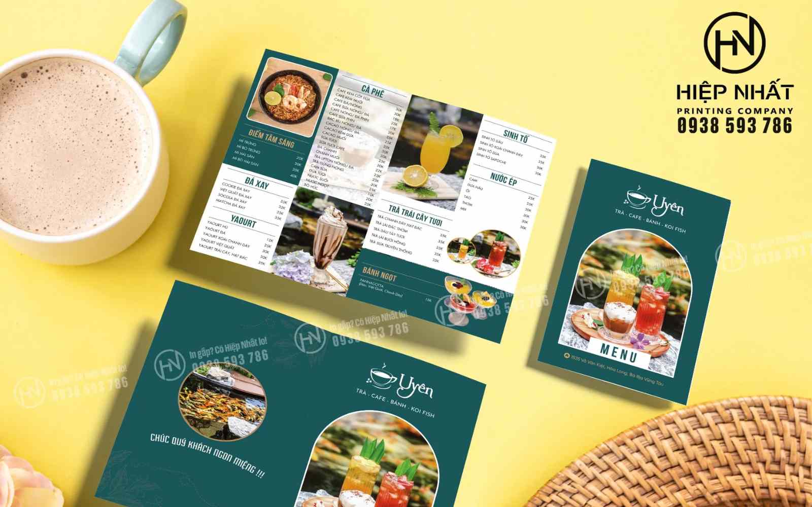 Mẫu in menu nước uống với bố cục cân đối do In Hiệp Nhất thiết kế Mẫu menu màu sắc tươi sáng