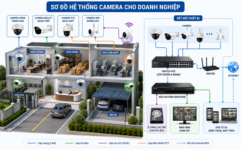 sơ đồ hệ thống camera cho doanh nghiệp